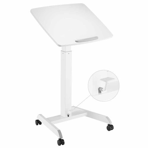 White Height Adjustable Tilting Laptop Lectern Mobile Table