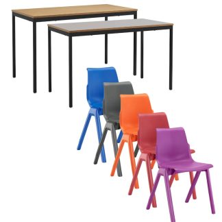 Hille Fully Welded Classroom Tables and Ergostak Chairs Bulk Deal