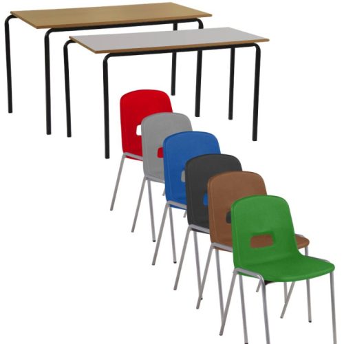 Hille Crush Bent Classroom Tables with GH20 Chairs Bulk Deal