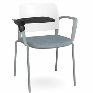 Pledge Ciao Stacking 4 Leg Chair with Upholstered Seat and RH Writing Tablet