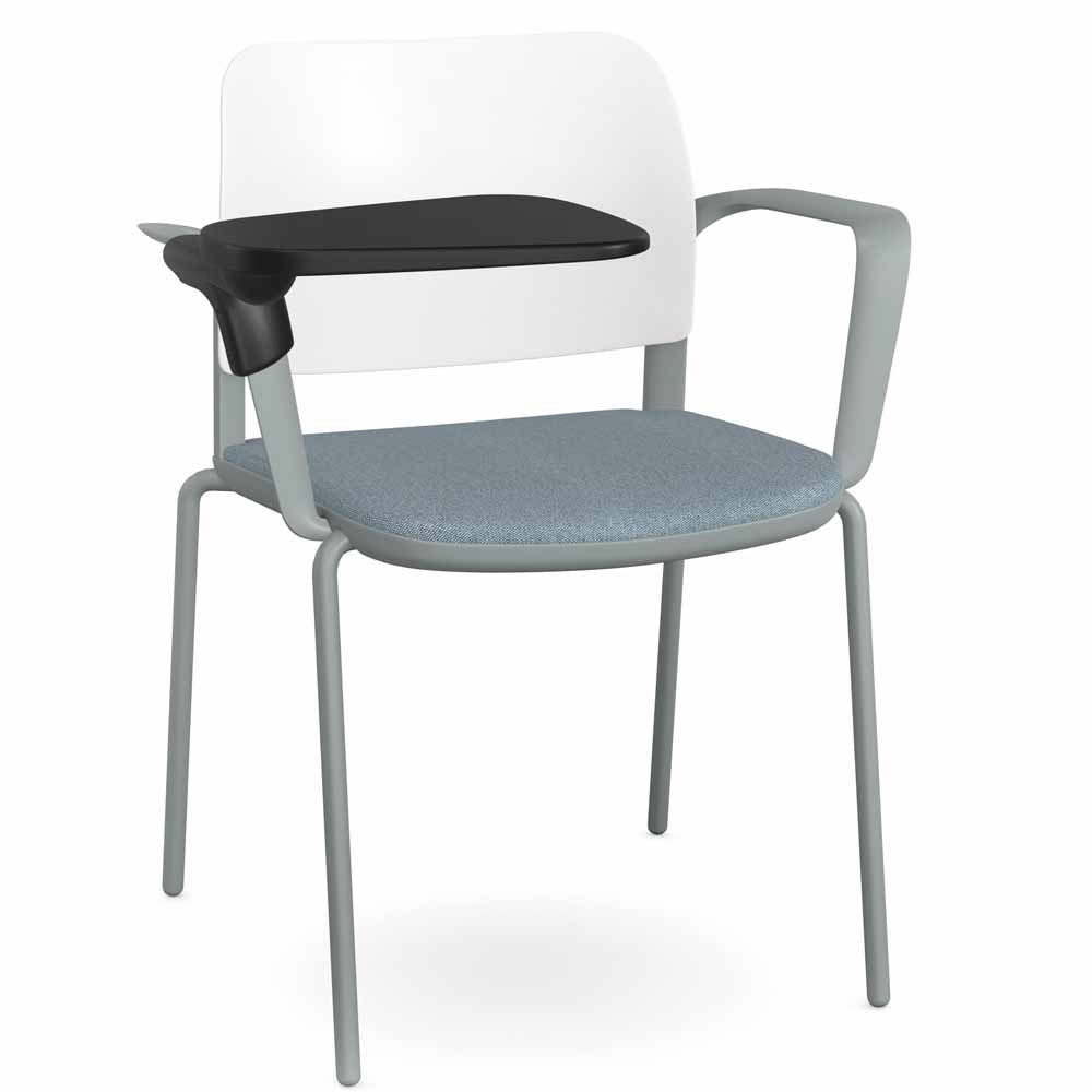 Pledge Ciao Stacking 4 Leg Chair with Upholstered Seat and RH Writing Tablet