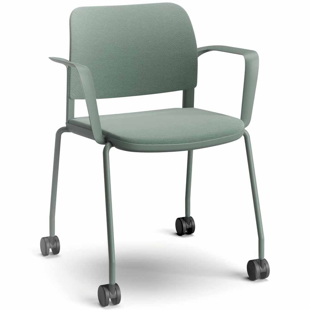 Pledge Ciao Stacking 4 Leg Fully Upholstered Chair with Castors and Loop Arms