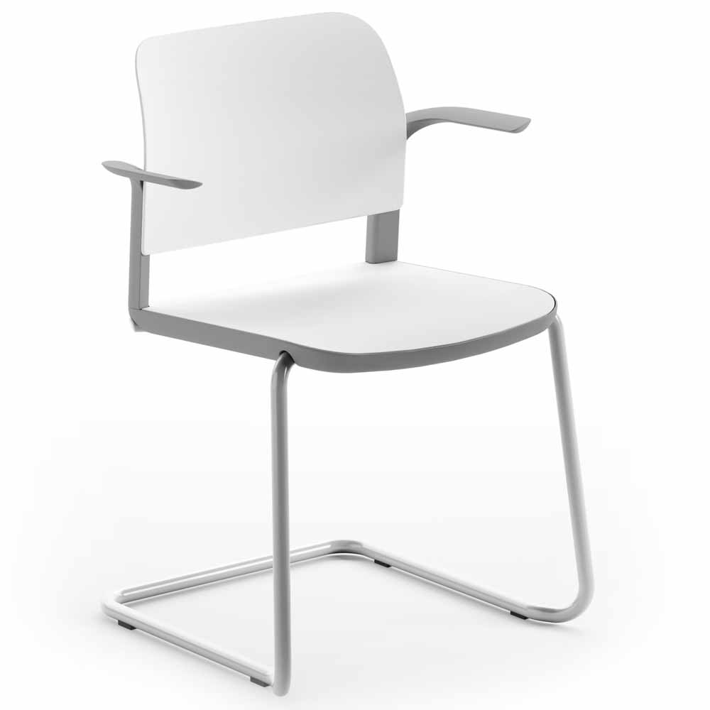Pledge Ciao Stacking Cantilever Chair with Open Arms