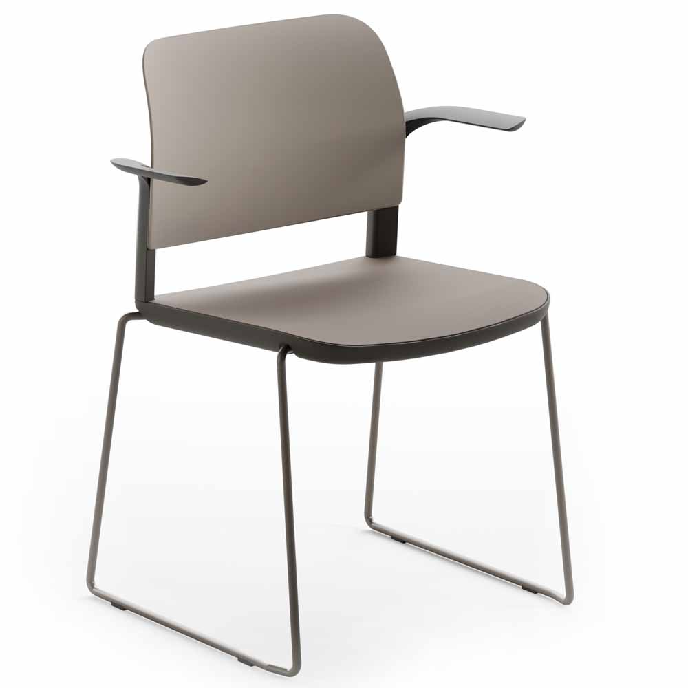 Pledge Ciao Stacking Sled Frame Chair with Open Arms