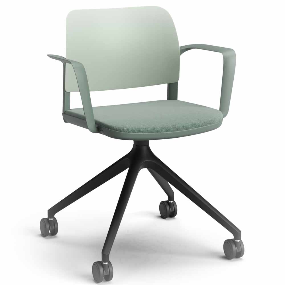 Pledge Ciao Swivel Chair with Closed Arms with Upholstered Seat