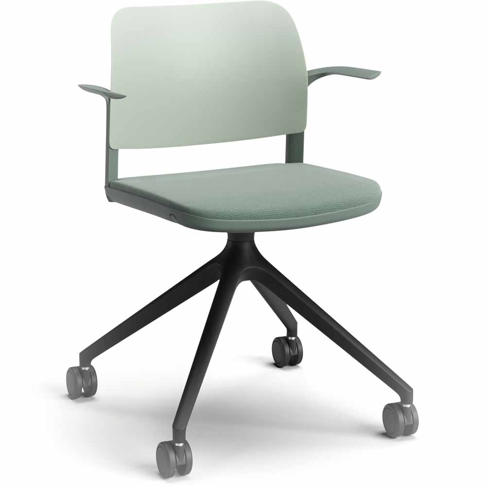 Pledge Ciao Swivel Chair with Open Arms with Upholstered Seat
