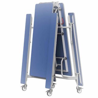GoRoll Blue Stored Mobile Folding Dining Table with Fixed Benches