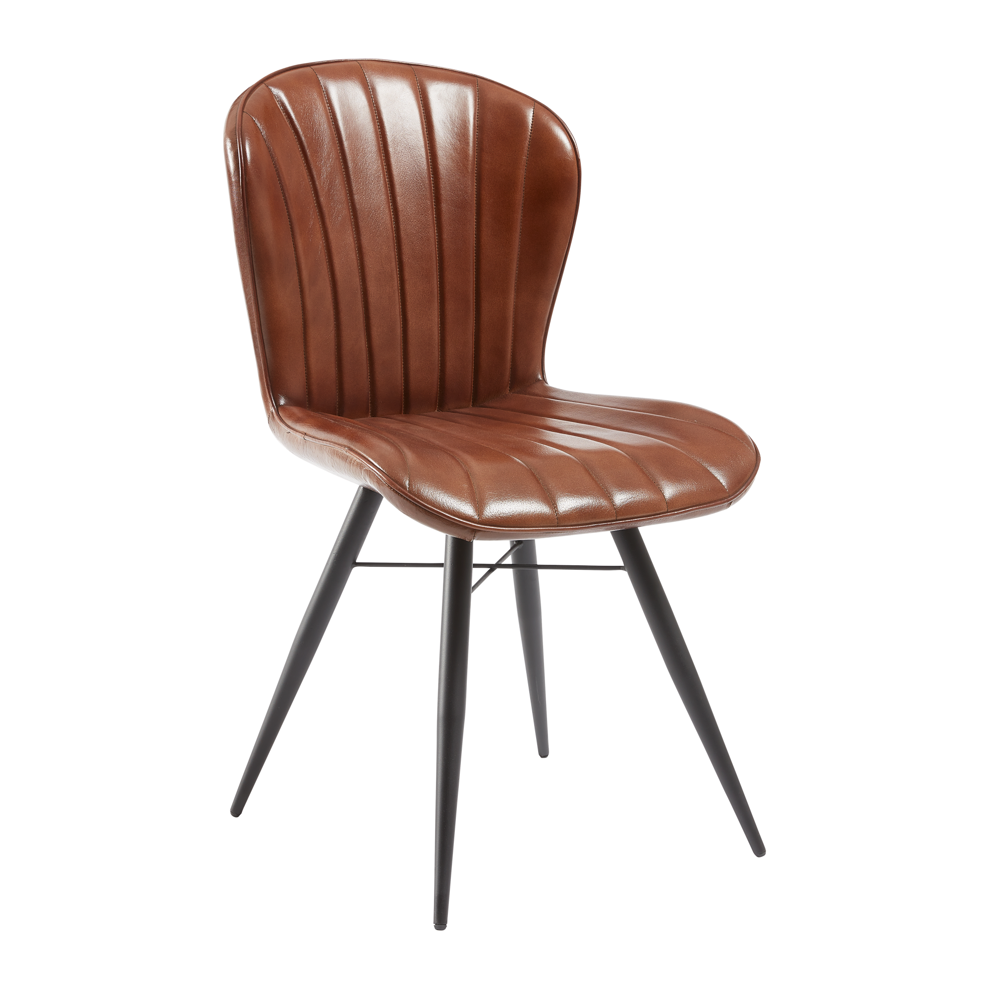 Lars Leather Side Chair Pecan Brown